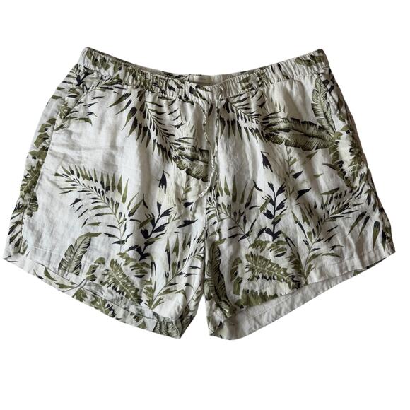 C&C California Womens 100% Linen Leaf Print Pull On Shorts Sz 3X Lightweight - Picture 1 of 11